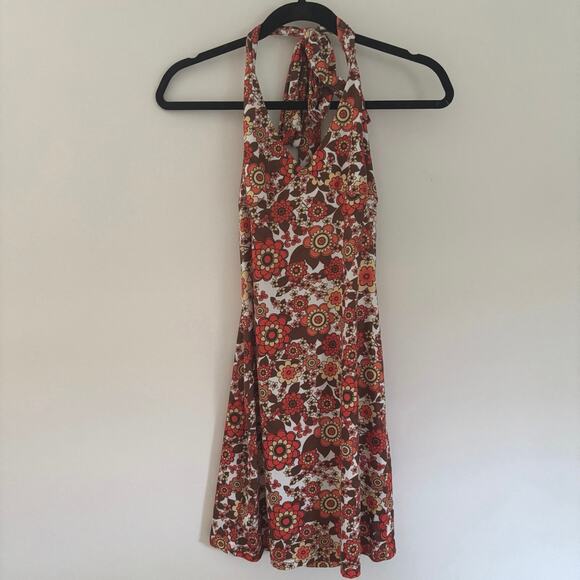 H&M Retro Floral Halter Dress – 70s Style‎ Psychedelic Print - Picture 3 of 12